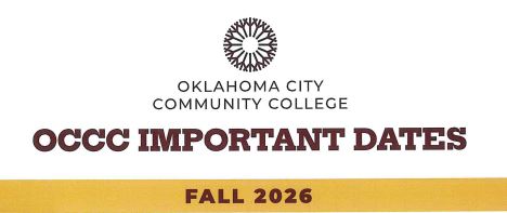OCCC: Important Dates